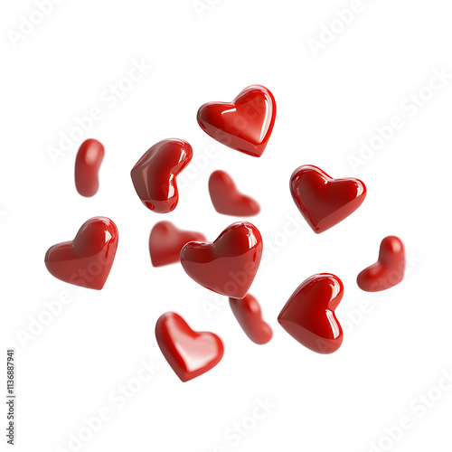 red hearts on white background