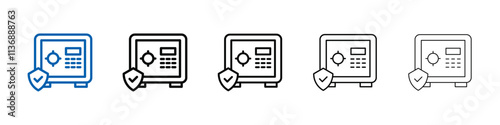 Safe vault box icon Outline vector logo for web ui