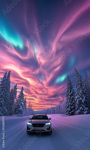 Wallpaper Mural The sky is covered with colorful, dreamlike clouds, surreal and beautiful, showing a rainbow of colors, with a snowy field and some white trees below, a fantastical, cinematic, surreal scene  Torontodigital.ca