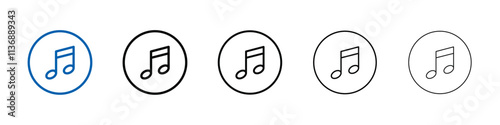 semiquaver note icon Outline vector logo for web ui