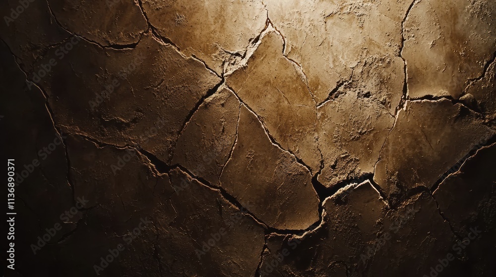 Fototapeta premium Minimalist soft focus on cracked dry soil with neutral background