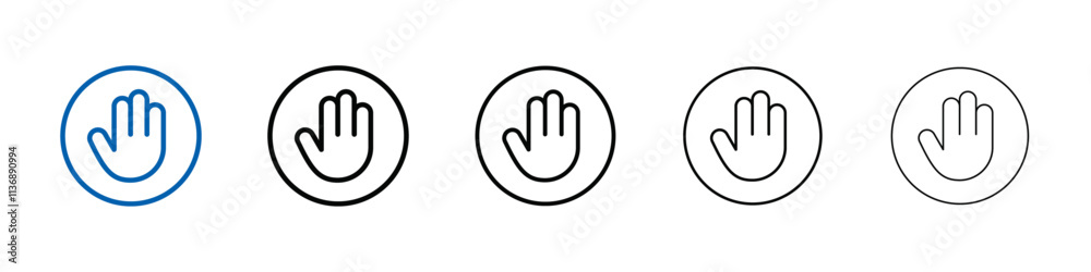 Stop sign with hand icon Outline vector logo for web ui Stop sign with hand icon Outline vector logo for web ui