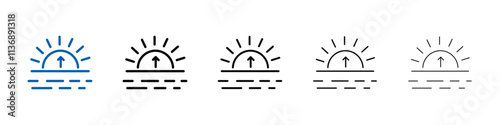 Sunrise icon Outline vector logo for web ui