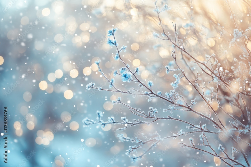 Abstract Winter Design with Snowy Blurred Background. Abstract Winter Design with Snowy Blurred Background.