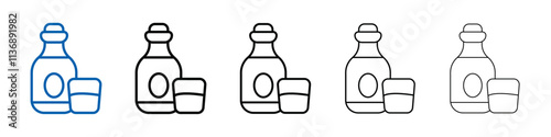 Tequila bottle and glass icon Outline vector logo for web ui