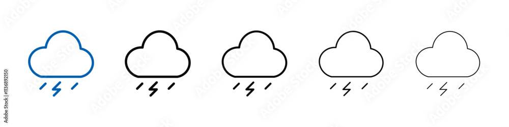 Thunderstorm icon Outline vector logo for web ui