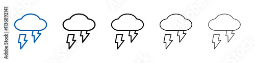 Thunder lightning icon Outline vector logo for web ui