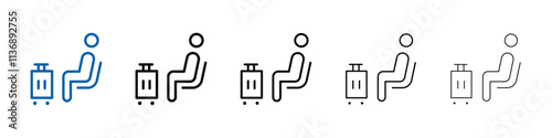 Traveler sitting in the airport lounge icon Outline vector logo for web ui