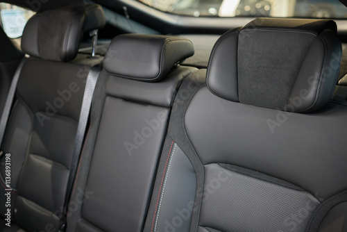 Car back seat with headrest and arm rest, a comfortable automotive fixture