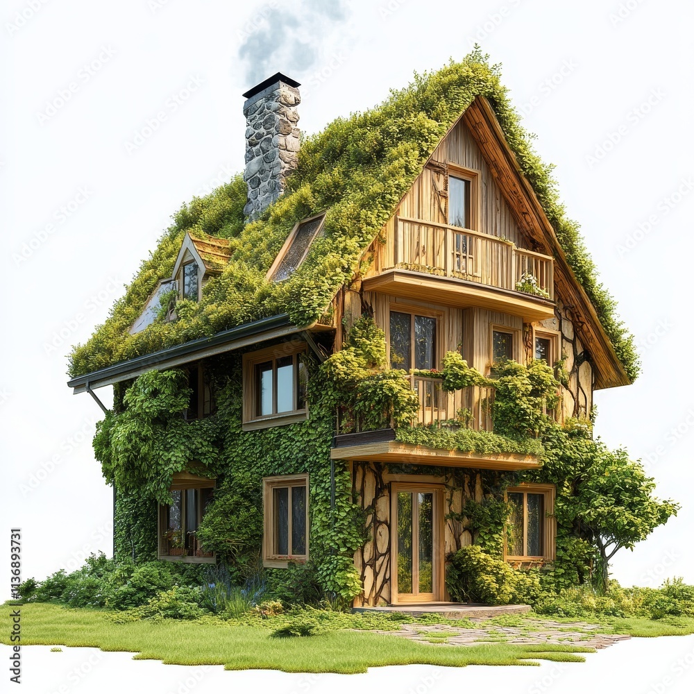 House made of green plants isolated on white background, symbolizing eco-friendly architecture, sustainable design, and green living concepts. House made of green plants isolated on white background, symbolizing eco-friendly architecture, sustainable design, and green living concepts.