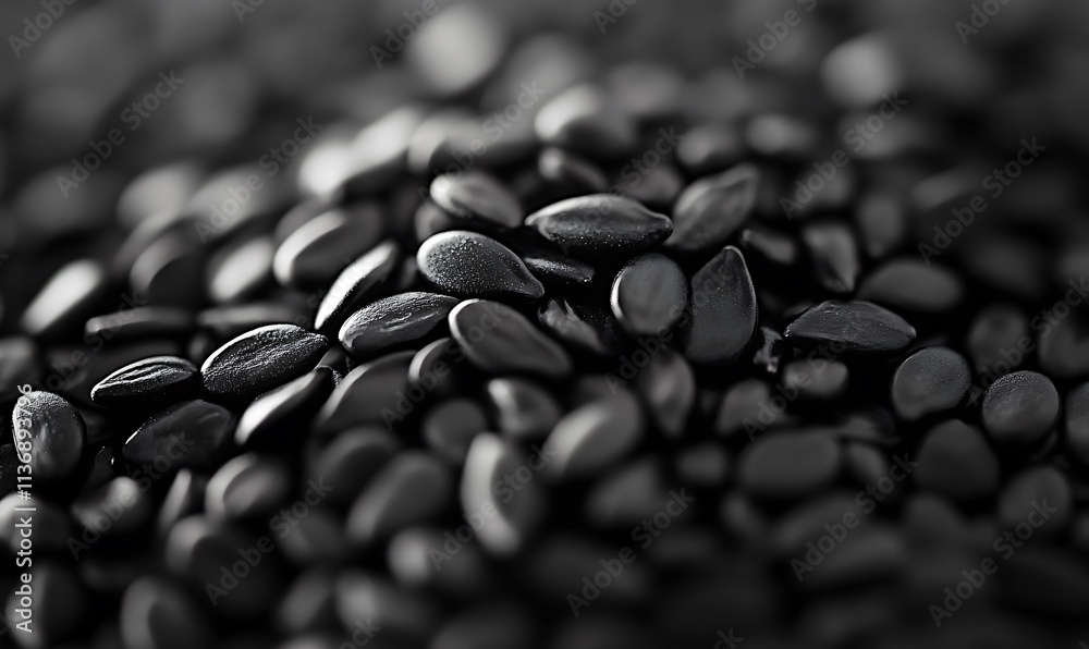 Obraz premium Black Sesame Seeds Close Up Macro Shot