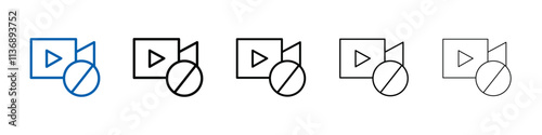 Video off icon Outline vector logo for web ui