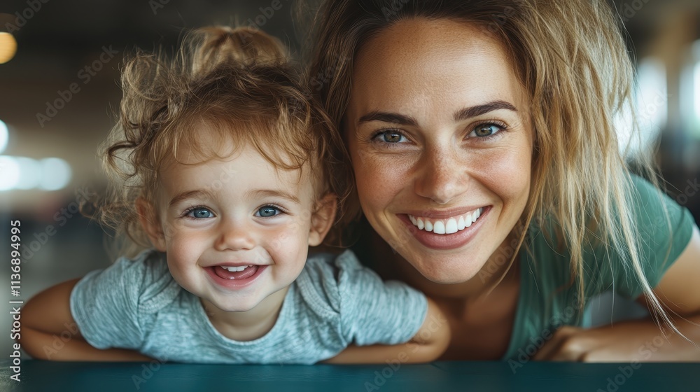 A cheerful mother and her joyful child smile brightly, showcasing their close bond and happiness in a cozy indoor setting with a soft background focus. A cheerful mother and her joyful child smile brightly, showcasing their close bond and happiness in a cozy indoor setting with a soft background focus.