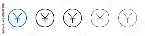 Yen sign icon Outline vector logo for web ui