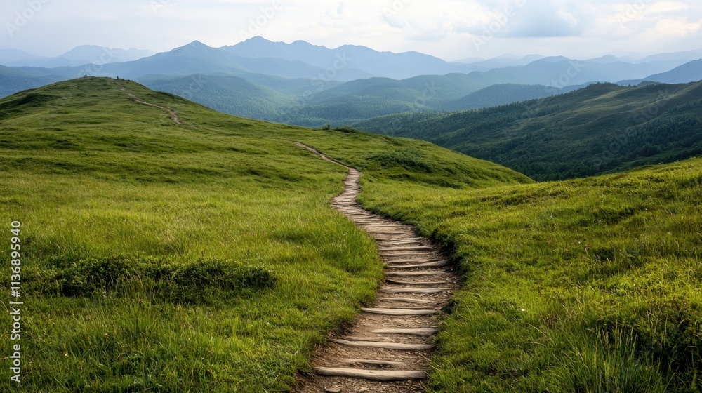 A beautiful trail winds through lush, rolling green hills, offering a serene and inviting pathway in the midst of nature's abundant landscape. A beautiful trail winds through lush, rolling green hills, offering a serene and inviting pathway in the midst of nature's abundant landscape.