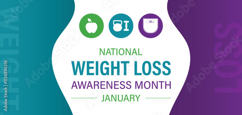 National Weight Loss awareness month vector design concept,  observed each year during January.