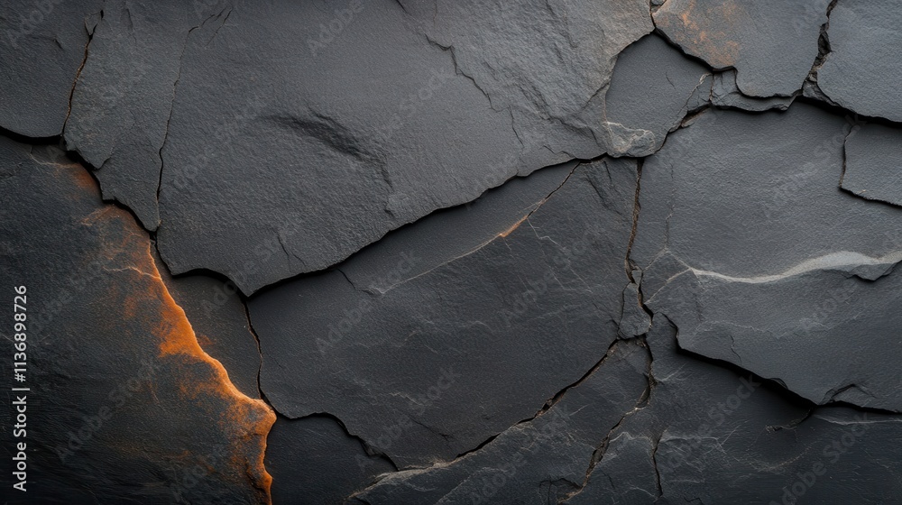An abstract view of a dark rocky surface accented by subtle orange highlights, presenting an intricate pattern that blends nature with artful imagination. An abstract view of a dark rocky surface accented by subtle orange highlights, presenting an intricate pattern that blends nature with artful imagination.