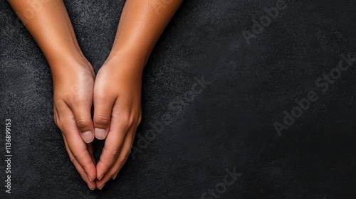 Twin hands form a heart shape, a universally recognized symbol of love, unity, and compassion, set against a contrasting dark backdrop emphasizing warmth and empathy. photo