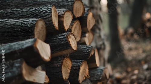 10 Background with stacked, chopped wood logs, showing a pile of firewood with a textured, natural look, perfect for winter preparation themes photo