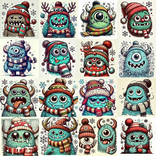 Wallpaper Mural Cartoon winter monster. AI generated illustration Torontodigital.ca