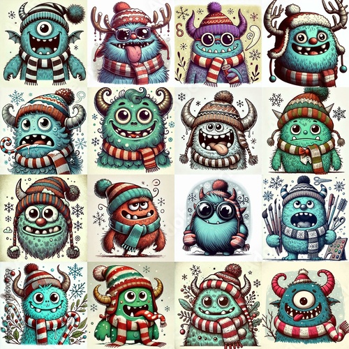 Wallpaper Mural Cartoon winter monster. AI generated illustration Torontodigital.ca