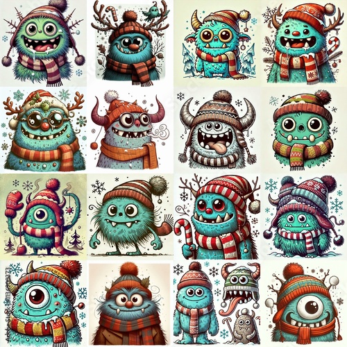 Wallpaper Mural Cartoon winter monster. AI generated illustration Torontodigital.ca