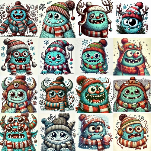 Wallpaper Mural Cartoon winter monster. AI generated illustration Torontodigital.ca