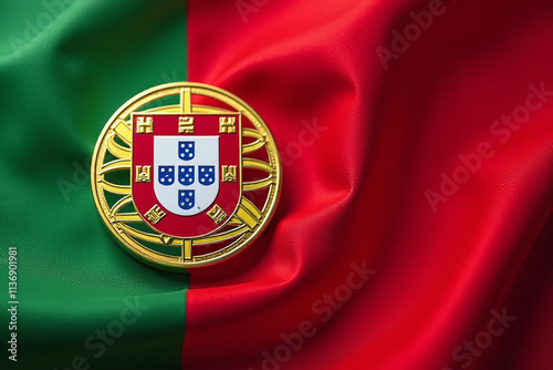 Obraz na plátně bitcoin portugal cryptocurrency concept representing national digital flag