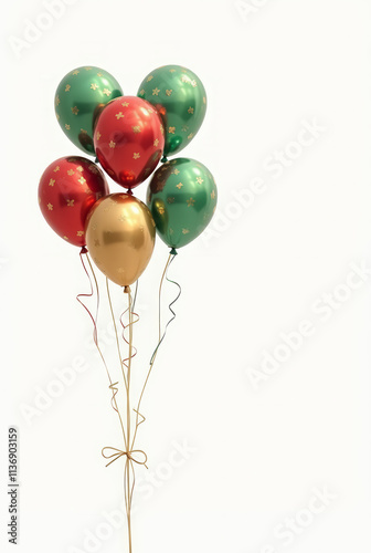 Festive Balloon Cluster Floating Upward - Christmas Card