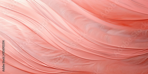Delicate light pastel pink abstract background with flowing gradient waves, flowing surface texture with metallic sheen, banner for design or web.