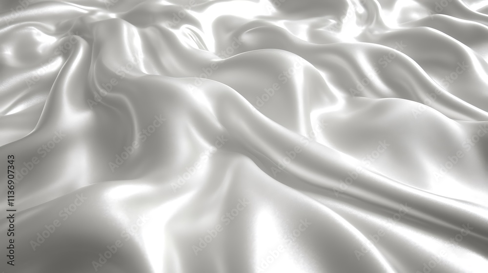 Draped White Silk Fabric Showing Soft Waves Draped White Silk Fabric Showing Soft Waves
