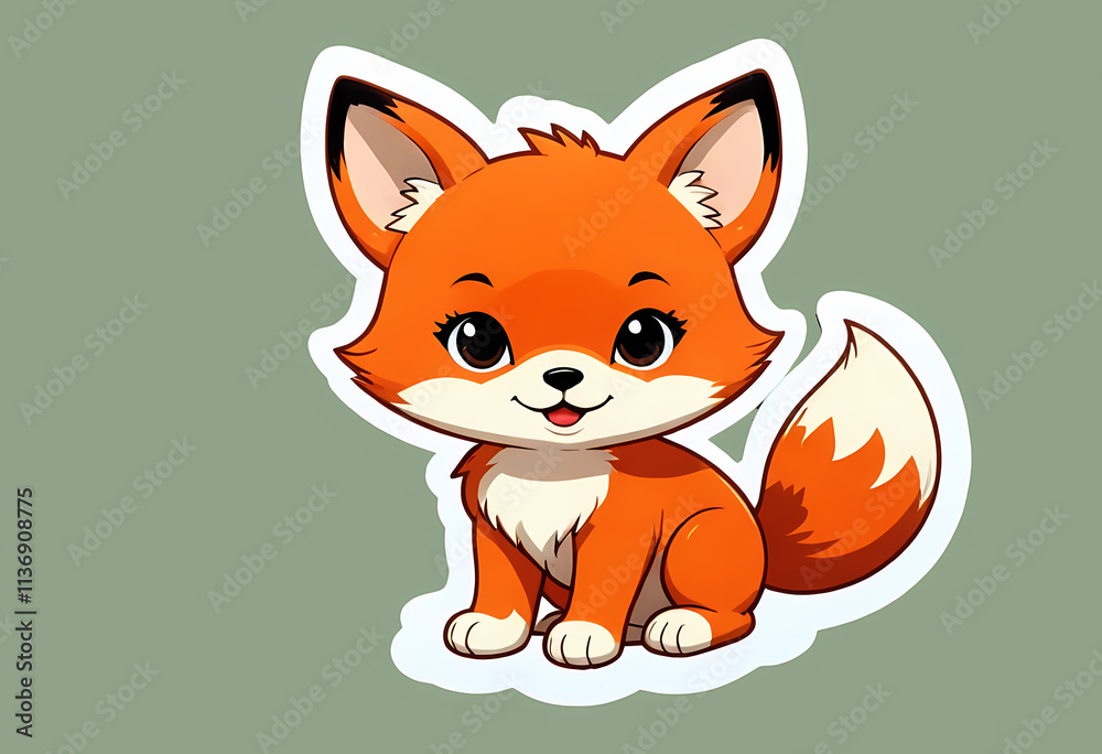 Cute cartoon fox character illustration with an adorable expression on a solid background Cute cartoon fox character illustration with an adorable expression on a solid background