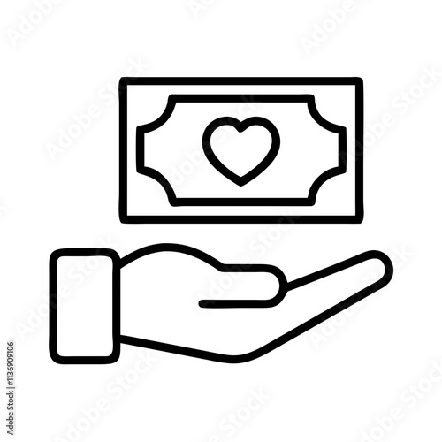 charity handout icon, nonprofit day line art, nonprofit day icon - simple black line art icon of charity handout, symbolizing nonprofit day celebrations. nonprofit day vector art.