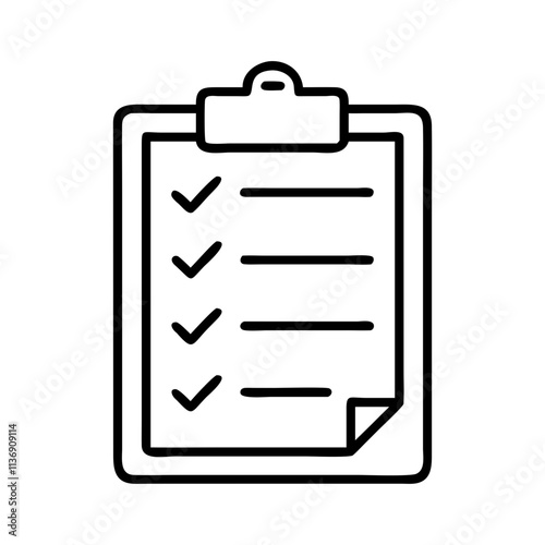 clipboard with checklist icon, labor Day line art, labor day icon - simple black line art icon of clipboard with checklist, symbolizing labor day celebrations. labor day vector art.