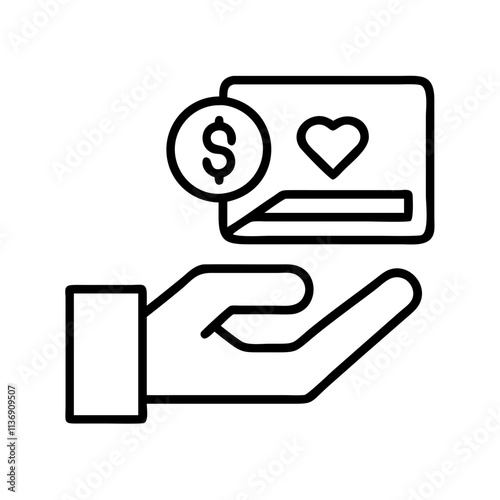charity handout icon, nonprofit day line art, nonprofit day icon - simple black line art icon of charity handout, symbolizing nonprofit day celebrations. nonprofit day vector art.