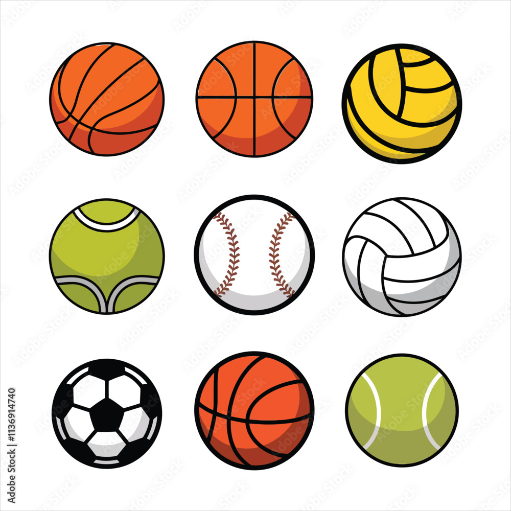 Sport balls set Ball Design Template, Clipart for Sports Concepts, Competition vector illustration Sport balls set Ball Design Template, Clipart for Sports Concepts, Competition vector illustration