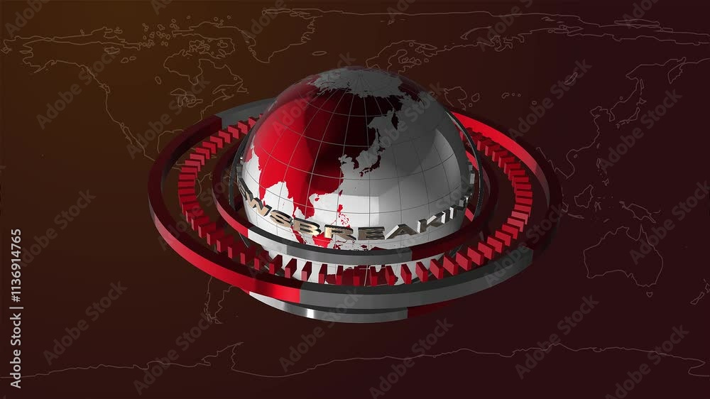 3d Breaking News Template intro hd video for TV broadcast news show program.