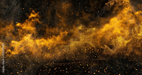 A swirling blend of golden smoke and particles creating an ethereal atmosphere.