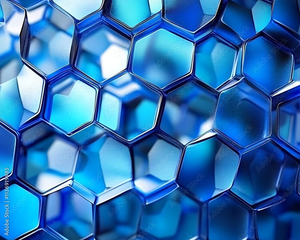 blue hexagon background, Generative Ai blue hexagon background, Generative Ai