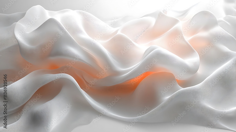 Abstract White Fabric Draped in Soft Waves Abstract White Fabric Draped in Soft Waves