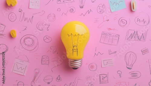 Bright ideas  a creative concept for business innovation and digital marketing strategies photo