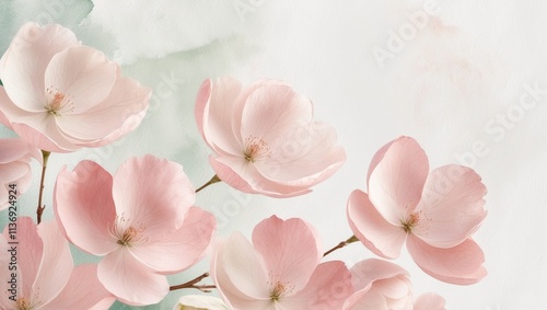 Delicate Pink Blossoms on a Watercolor Background