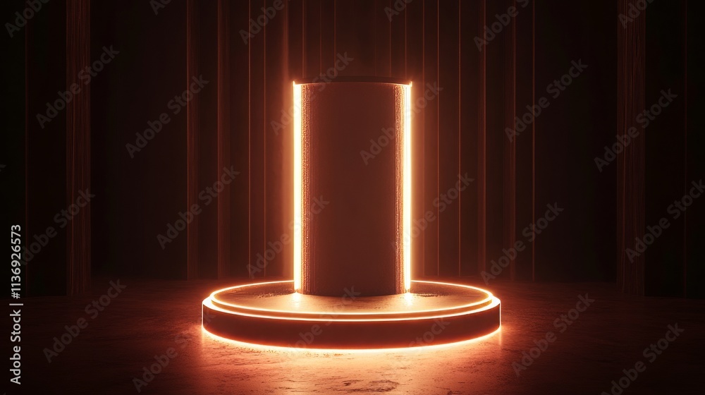 3D neon-lit pedestal designed as a mockup podium for presentations or displays 3D neon-lit pedestal designed as a mockup podium for presentations or displays