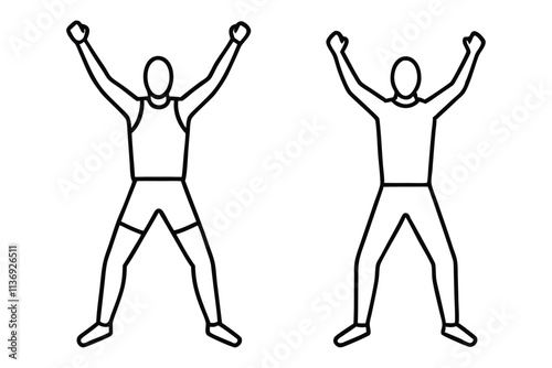 Athlete Victory Pose Line Art Illustration Concept