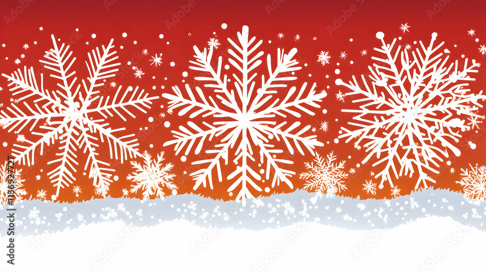 Festive winter background featuring large snowflakes on a red gradient, creating a celebratory Christmas or holiday design perfect for cards, banners, or websites. Festive winter background featuring large snowflakes on a red gradient, creating a celebratory Christmas or holiday design perfect for cards, banners, or websites.