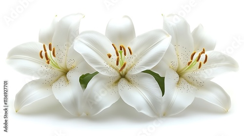 Three Elegant White Lilies Arranged Beautifully photo