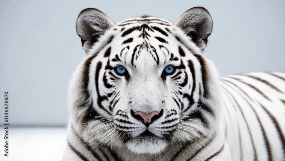 Fototapeta premium A close up of a white tiger with blue eyes
