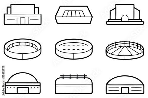 Ice rink arena line art design