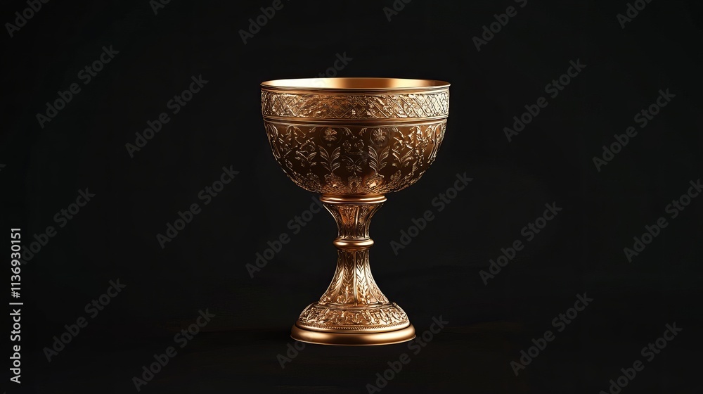 A shiny golden trophy cup stands out against a sleek black background.
A shiny golden trophy cup stands out against a sleek black background.