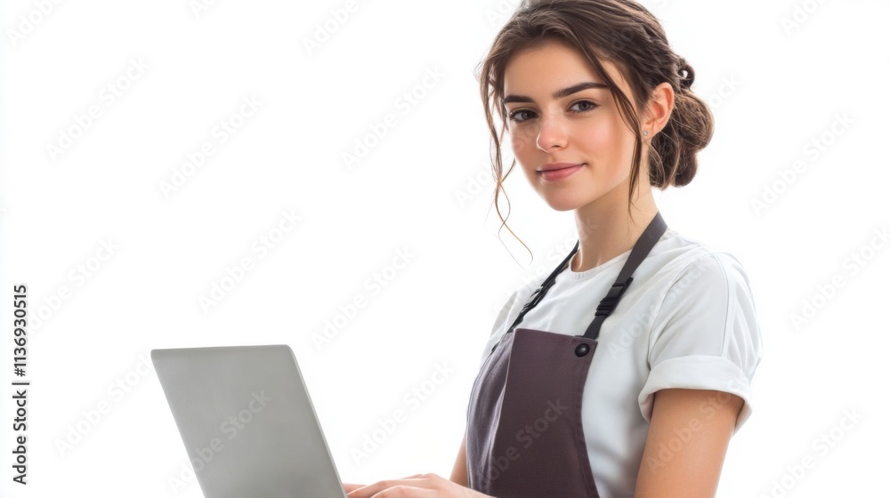 Young Woman Working on Laptop, Business Concept Young Woman Working on Laptop, Business Concept